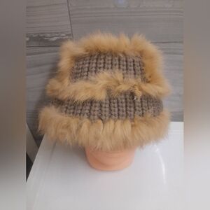 Danier Rabbit Fur Wool Blend Hat O/S